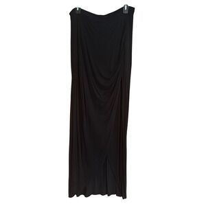 Worthington Black Maxi Skirt Side Slit Ruched Gathered Waist Size M
